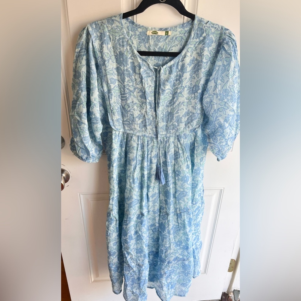 DOLMA Peasant Dress size Large Flowy Boho Blue